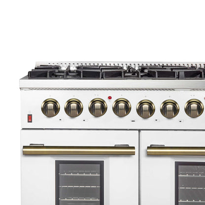 (Black & White) Forno Galiano 48″ Freestanding Dual Fuel Range (FFSGS6156-48BLK)