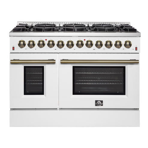 (Black & White) Forno Galiano 48″ Freestanding Dual Fuel Range (FFSGS6156-48BLK)