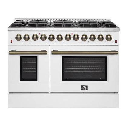 (Black & White) Forno Galiano 48″ Freestanding Dual Fuel Range (FFSGS6156-48BLK)