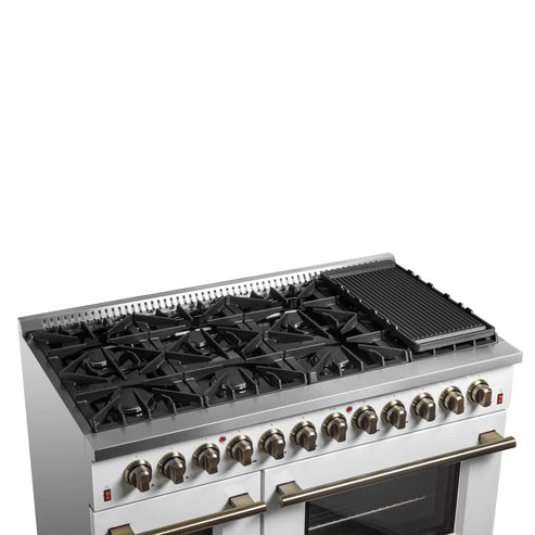 (Black & White) Forno Galiano 48″ Freestanding Dual Fuel Range (FFSGS6156-48BLK)