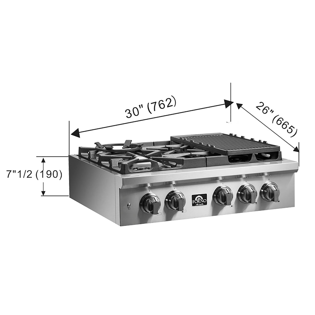 FORNO SPEZIA ALTA QUALITA 30" PRO-STYLE GAS RANGETOP