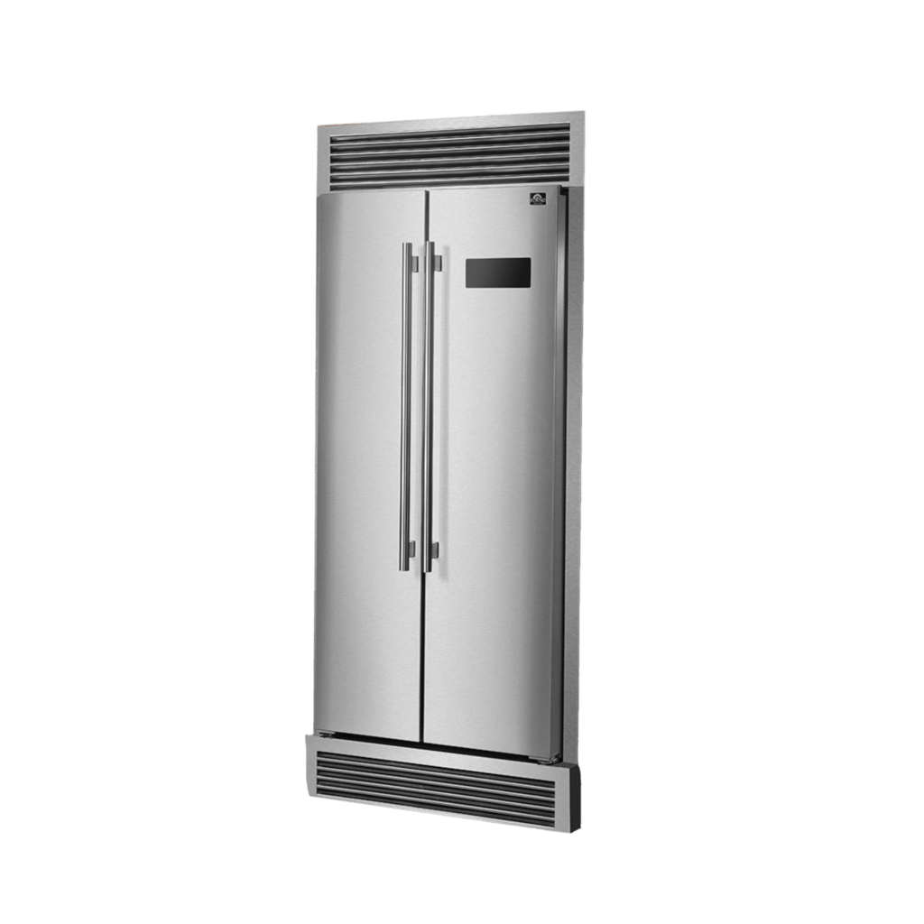 FORNO Salerno 33″ Side-by-Side 15.6 Cu.Ft. Stainless Steel Refrigerator with Grill Trim (FFRBI1805-37SG)