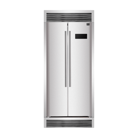 FORNO Salerno 33″ Side-by-Side 15.6 Cu.Ft. Stainless Steel Refrigerator with Grill Trim (FFRBI1805-37SG)