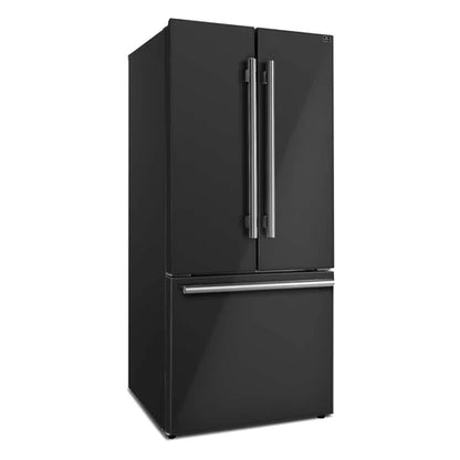Forno Gallipoli Espresso 30" No Frost Refrigerator French Door 17.5 Cu. Ft. Black or White with Ice Maker (FFFFD1974-31BLK)