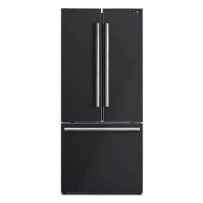 Forno Gallipoli Espresso 30" No Frost Refrigerator French Door 17.5 Cu. Ft. Black or White with Ice Maker (FFFFD1974-31BLK)