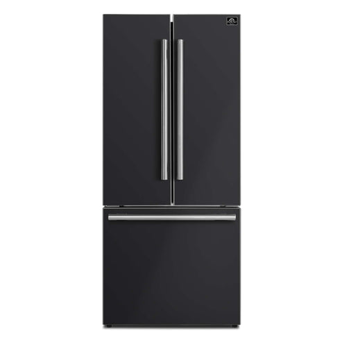 Forno Gallipoli Espresso 30" No Frost Refrigerator French Door 17.5 Cu. Ft. Black or White with Ice Maker (FFFFD1974-31BLK)
