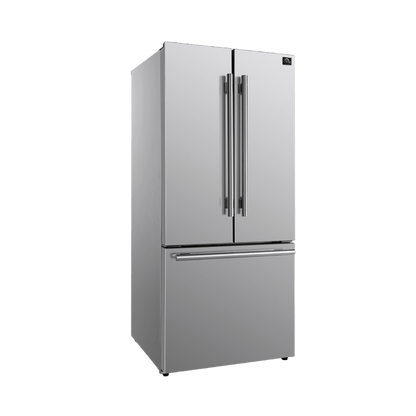 Forno Gallipoli 31" No Frost Refrigerator French Door 17.5 Cu. Ft. Stainless Steel with Ice Maker