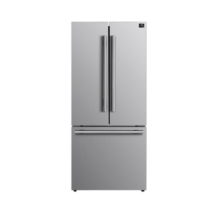 Forno Gallipoli 31" No Frost Refrigerator French Door 17.5 Cu. Ft. Stainless Steel with Ice Maker