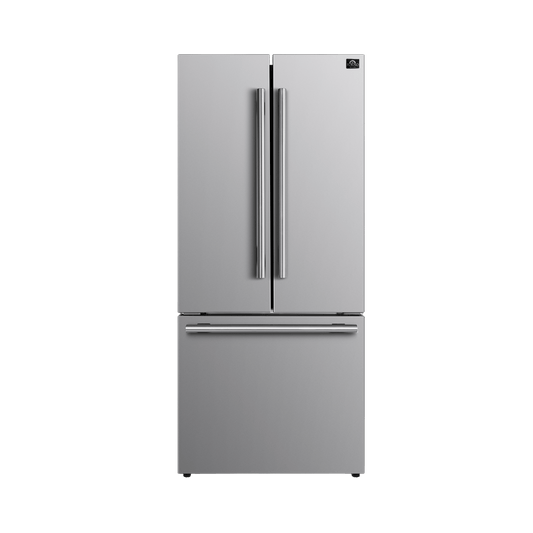 Forno Gallipoli 31" No Frost Refrigerator French Door 17.5 Cu. Ft. Stainless Steel with Ice Maker