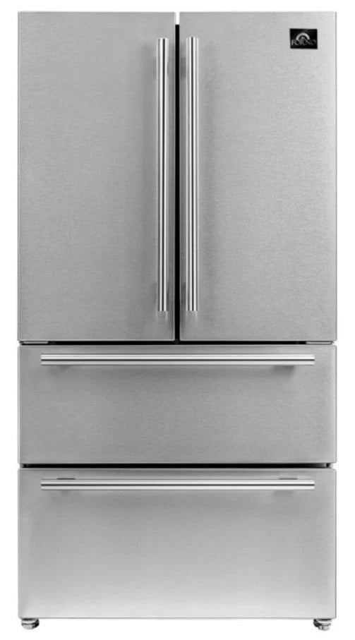 Forno Package - 48" Dual Fuel Range, Range Hood, 36" Refrigerator, Dishwasher, Microwave, Wine Cooler