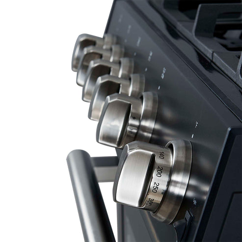 Forno Leonardo Espresso 30-Inch Black Gas Range, 5 Burners, 39,500 BTU, 5 cu.ft Convection Oven