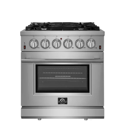 Forno Appliance Package - 30" Dual Fuel Range, Dishwasher, 60" Refrigerator