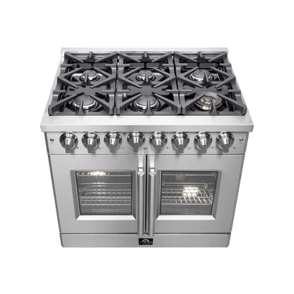 FORNO Massimo 36″ Freestanding French Door Dual Fuel Range