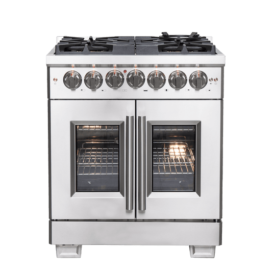 FORNO Capriasca 30″ Freestanding French Door Dual Fuel Range