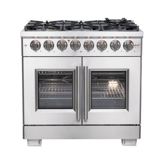 FORNO Capriasca 36″ Freestanding French Door Dual Fuel Range