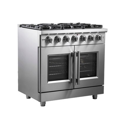 FORNO Massimo 36″ Freestanding French Door Gas Convection Range (FFSGS6439-36)