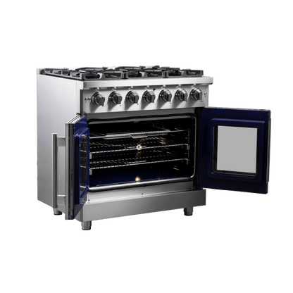 FORNO Massimo 36″ Freestanding French Door Gas Convection Range (FFSGS6439-36)