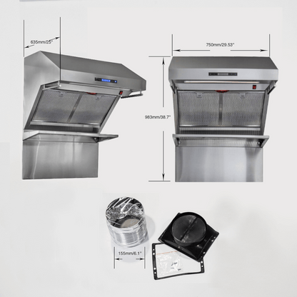 FORNO Savona – 30″ Wall Mount Range Hood with Hybrid Filters & Back Splash (FRHWM5029-30HB)