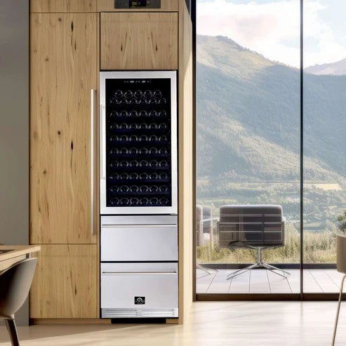 Forno Azienda Dual Temperature Zone 24''  Wine Cooler 108 Bottles with two refrigerated drawers (FWCDR6628-24S)