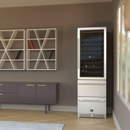 Forno Azienda Dual Temperature Zone 24''  Wine Cooler 108 Bottles with two refrigerated drawers (FWCDR6628-24S)