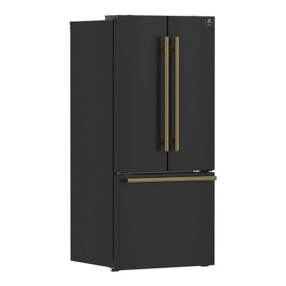 Forno Gallipoli Espresso 30" No Frost Refrigerator French Door 17.5 Cu. Ft. Black or White with Ice Maker (FFFFD1974-31BLK)