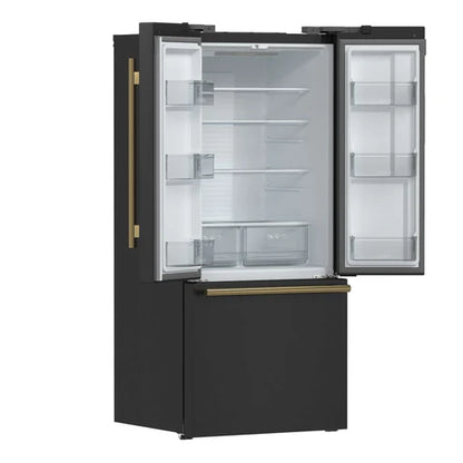 Forno Gallipoli Espresso 30" No Frost Refrigerator French Door 17.5 Cu. Ft. Black or White with Ice Maker (FFFFD1974-31BLK)