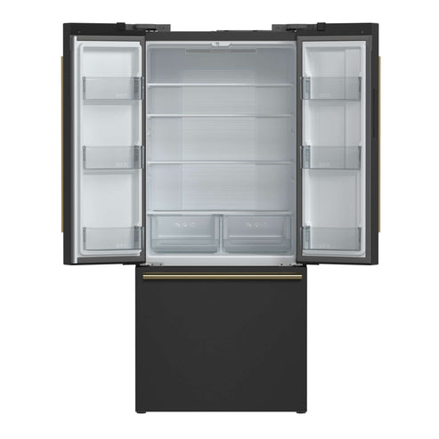 Forno Gallipoli Espresso 30" No Frost Refrigerator French Door 17.5 Cu. Ft. Black or White with Ice Maker (FFFFD1974-31BLK)