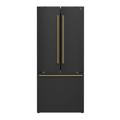 Forno Gallipoli Espresso 30" No Frost Refrigerator French Door 17.5 Cu. Ft. Black or White with Ice Maker (FFFFD1974-31BLK)