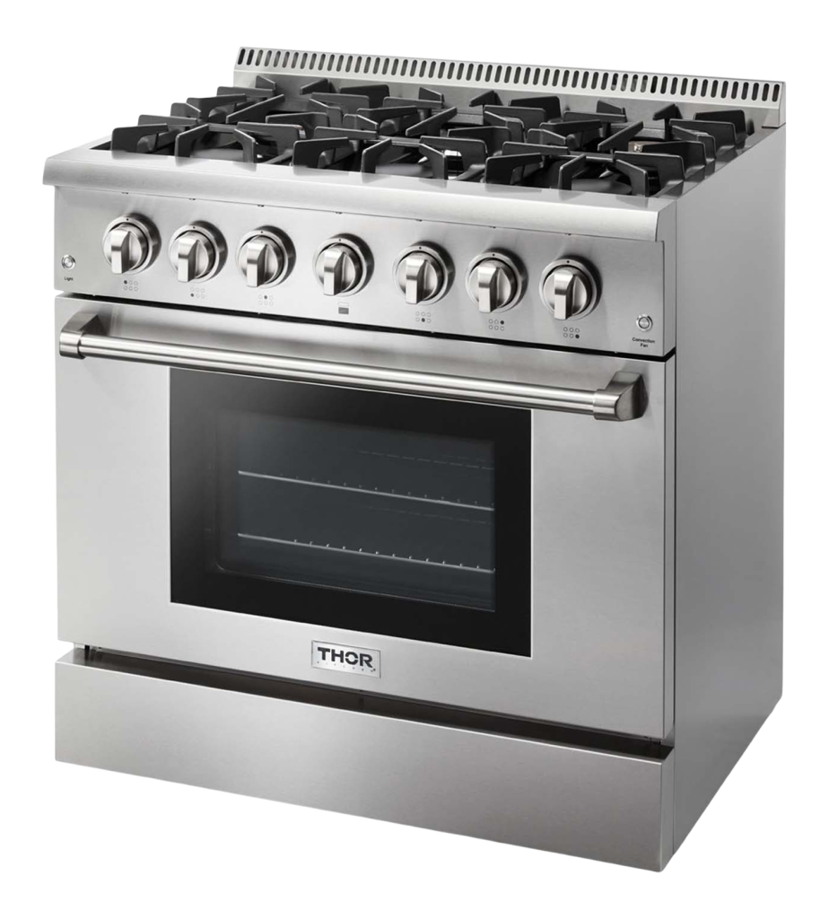 THOR Kitchen 36 Inch Professional Dual Fuel Liquid Propane Range (HRD3606ULP)