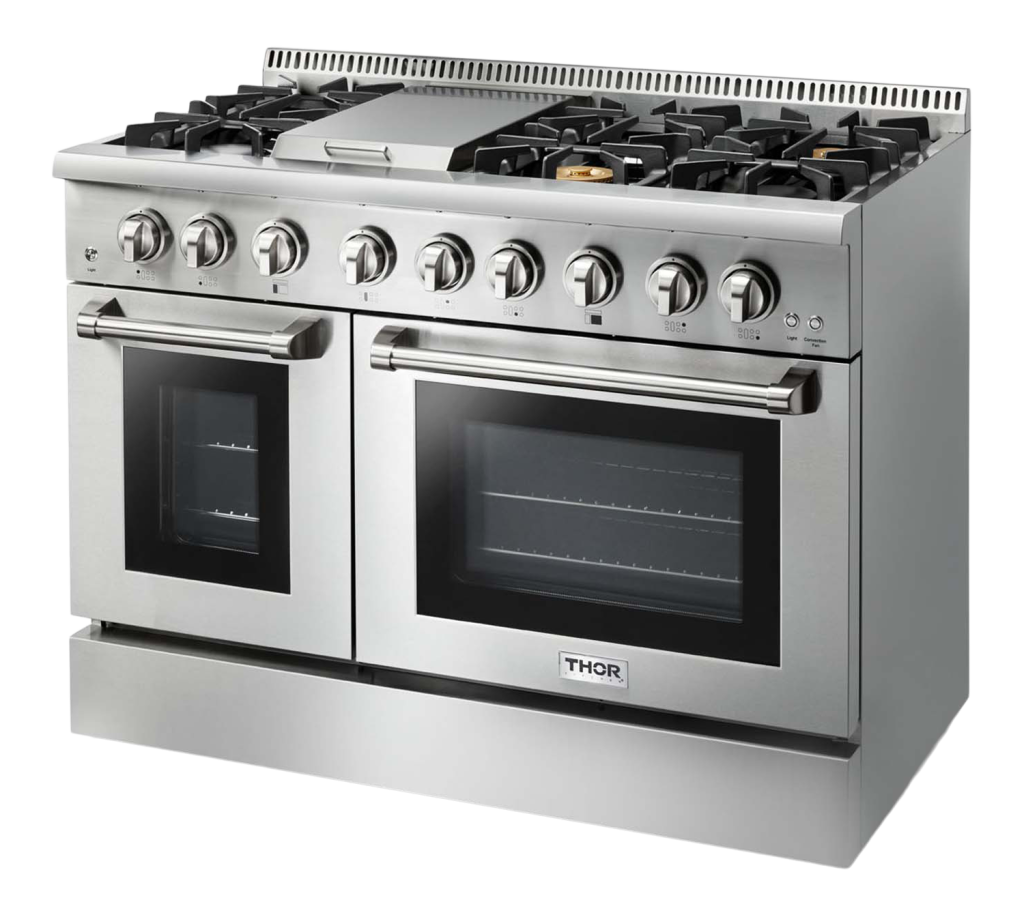 THOR Kitchen 48 Inch Professional Dual Fuel Range In Stainless Steel (HRD4803ULP)