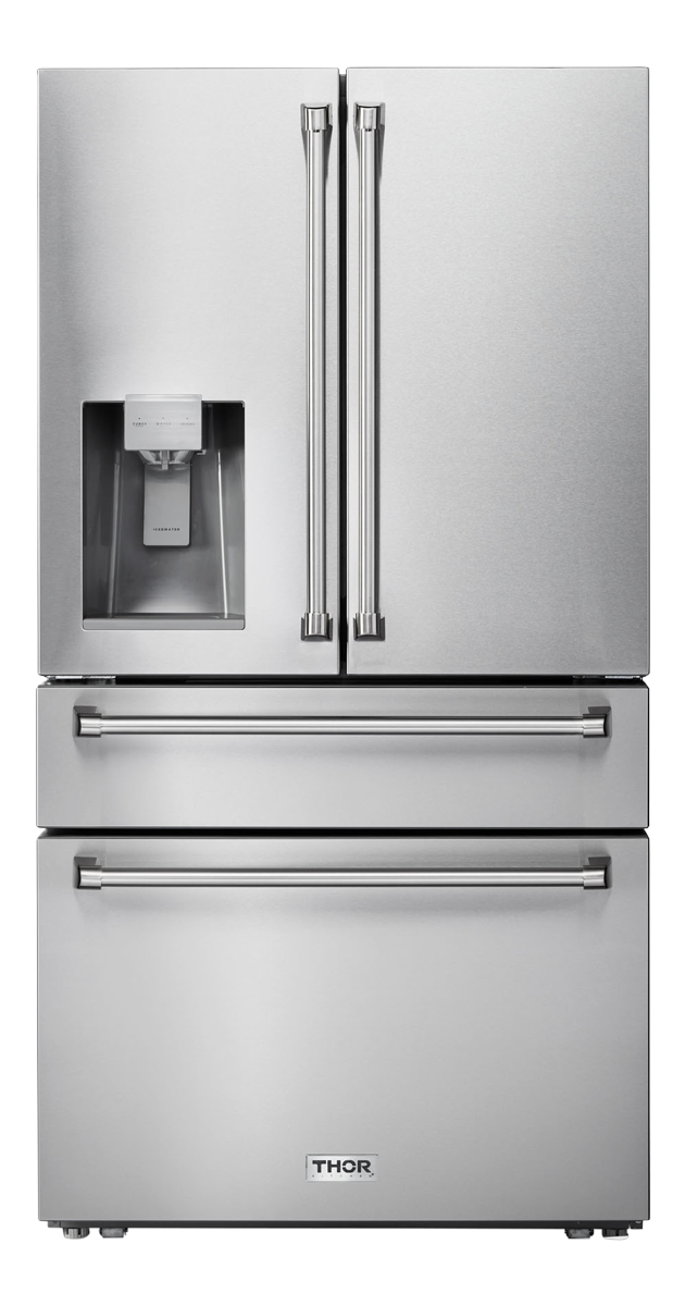 THOR Kitchen 36 Inch Professional French Door Refrigerator With Ice And Water Dispenser  (TRF3601FD)