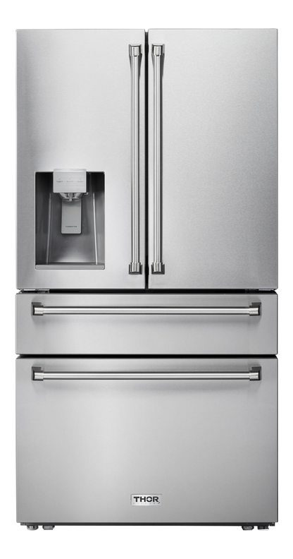 THOR Kitchen 36 Inch Professional French Door Refrigerator With Ice And Water Dispenser  (TRF3601FD)