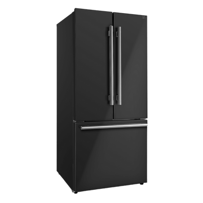 Forno Gallipoli Espresso 30" No Frost Refrigerator French Door 17.5 Cu. Ft. Black or White with Ice Maker