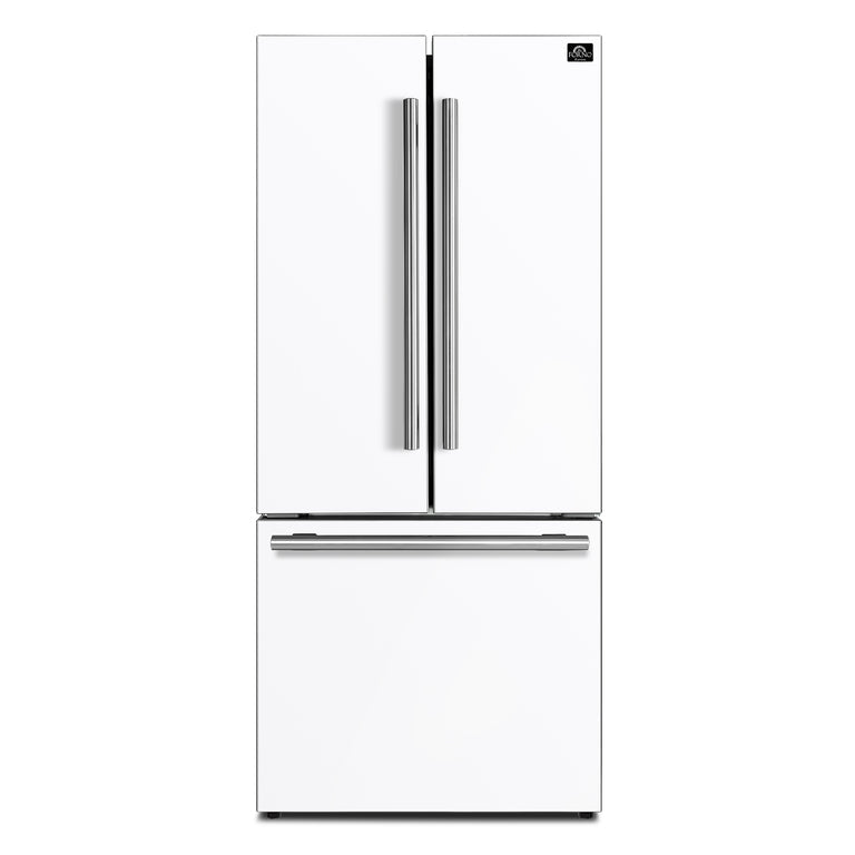 Forno Gallipoli Espresso 30" No Frost Refrigerator French Door 17.5 Cu. Ft. Black or White with Ice Maker