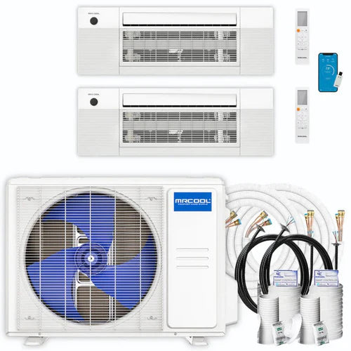 MRCOOL DIY Mini Split - 21,000 BTU 2 Zone Ductless Air Conditioner and Heat Pump with 25 ft. Install Kit, DIYM218HPW01C07