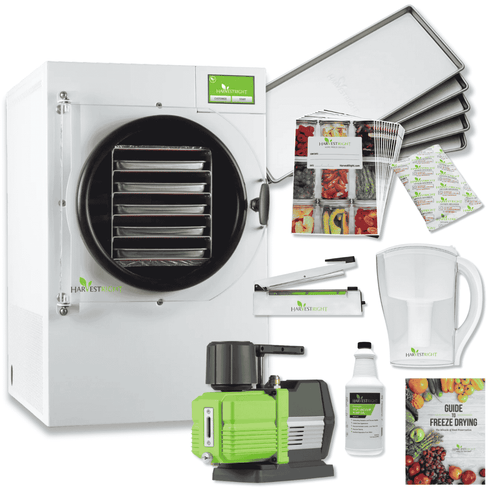 Harvest Right Medium Home Pro Freeze Dryer with Premier Vacuum Pump, 5 Trays and Mylar Starter Kit in White (N-HRFDMWH-PP)