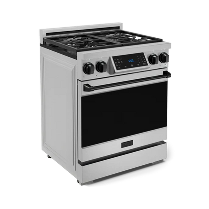 Gordon Ramsay by THOR Kitchen 30" 4.55 cu. ft. Professional Natural Gas Range with Tilt Panel Touch Control and Self-Clean in Stainless Steel with Black Accents