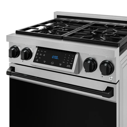 Gordon Ramsay by THOR Kitchen 30" 4.55 cu. ft. Professional Natural Gas Range with Tilt Panel Touch Control and Self-Clean in Stainless Steel with Black Accents