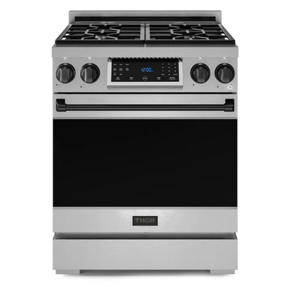 Gordon Ramsay by THOR Kitchen 30" 4.55 cu. ft. Professional Natural Gas Range with Tilt Panel Touch Control and Self-Clean in Stainless Steel with Black Accents