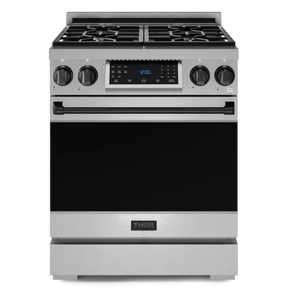 Gordon Ramsay by THOR Kitchen 30" 4.55 cu. ft. Professional Propane Gas Range with Tilt Panel Touch Control and Self-Clean in Matte Black