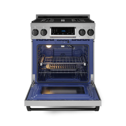 Gordon Ramsay by THOR Kitchen 30" 4.55 cu. ft. Professional Natural Gas Range with Tilt Panel Touch Control and Self-Clean in Stainless Steel with Black Accents