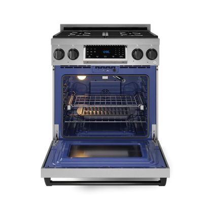 Gordon Ramsay by THOR Kitchen 30" 4.55 cu. ft. Professional Natural Gas Range with Tilt Panel Touch Control and Self-Clean in Stainless Steel with Black Accents