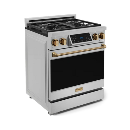 Gordon Ramsay by THOR Kitchen 30" 4.55 cu. ft. Professional Natural Gas Range with Tilt Panel Touch Control and Self-Clean in Stainless Steel with Bronze Accents