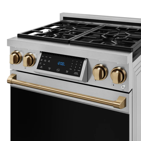 Gordon Ramsay by THOR Kitchen 30" 4.55 cu. ft. Professional Natural Gas Range with Tilt Panel Touch Control and Self-Clean in Stainless Steel with Bronze Accents