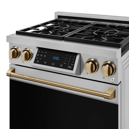 Gordon Ramsay by THOR Kitchen 30" 4.55 cu. ft. Professional Natural Gas Range with Tilt Panel Touch Control and Self-Clean in Stainless Steel with Bronze Accents