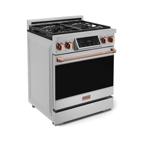 Gordon Ramsay by THOR Kitchen 30" 4.55 cu. ft. Professional Propane Gas Range with Tilt Panel Touch Control and Self-Clean in Stainless Steel with Rose Gold Accents