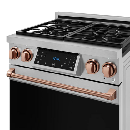 Gordon Ramsay by THOR Kitchen 30" 4.55 cu. ft. Professional Propane Gas Range with Tilt Panel Touch Control and Self-Clean in Stainless Steel with Rose Gold Accents