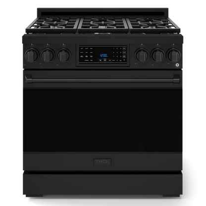 Gordon Ramsay by THOR Kitchen 36" 6.0 cu. ft. Professional Natural Gas Range with Tilt Panel Touch Control, Self-Clean and Air Fry in Stainless Steel with Black Accents