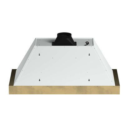 Forno Vittorio 48-Inch Wall Mount Range Hood, White with Antique Brass Trim, 600 CFM Airflow, Dishwasher-Safe Baffle Filters, Remote Control, 3-Speed Fan, Bright LED Lighting