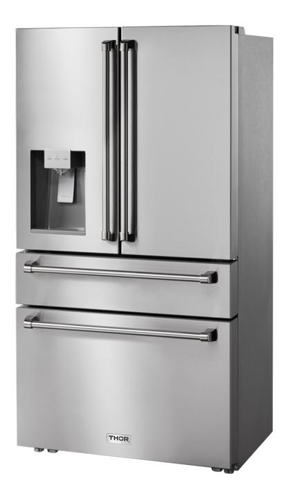 THOR Kitchen 36 Inch Professional French Door Refrigerator With Ice And Water Dispenser  (TRF3601FD)